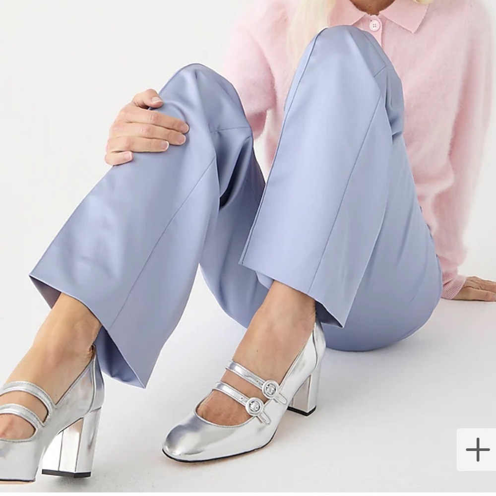 J crew Maisie double-strap heels in metallic leather size 7.5